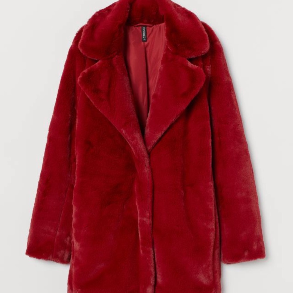 H&m red fur coat